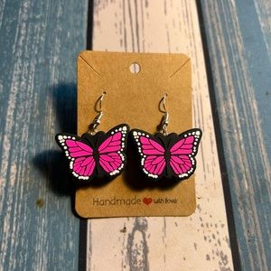 Silicone pink butterfly earrings